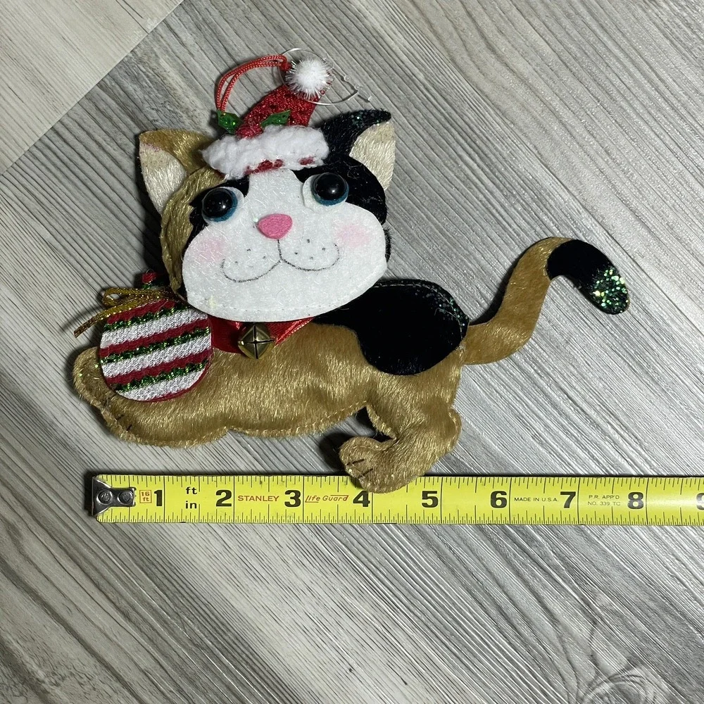Cat Dog Christmas Ornaments 3D Felt‎ Textured Embellished Stuffed Multicolor 8